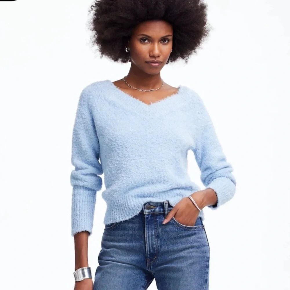 NWOT Madewell city blue Double V-Neck Sweater